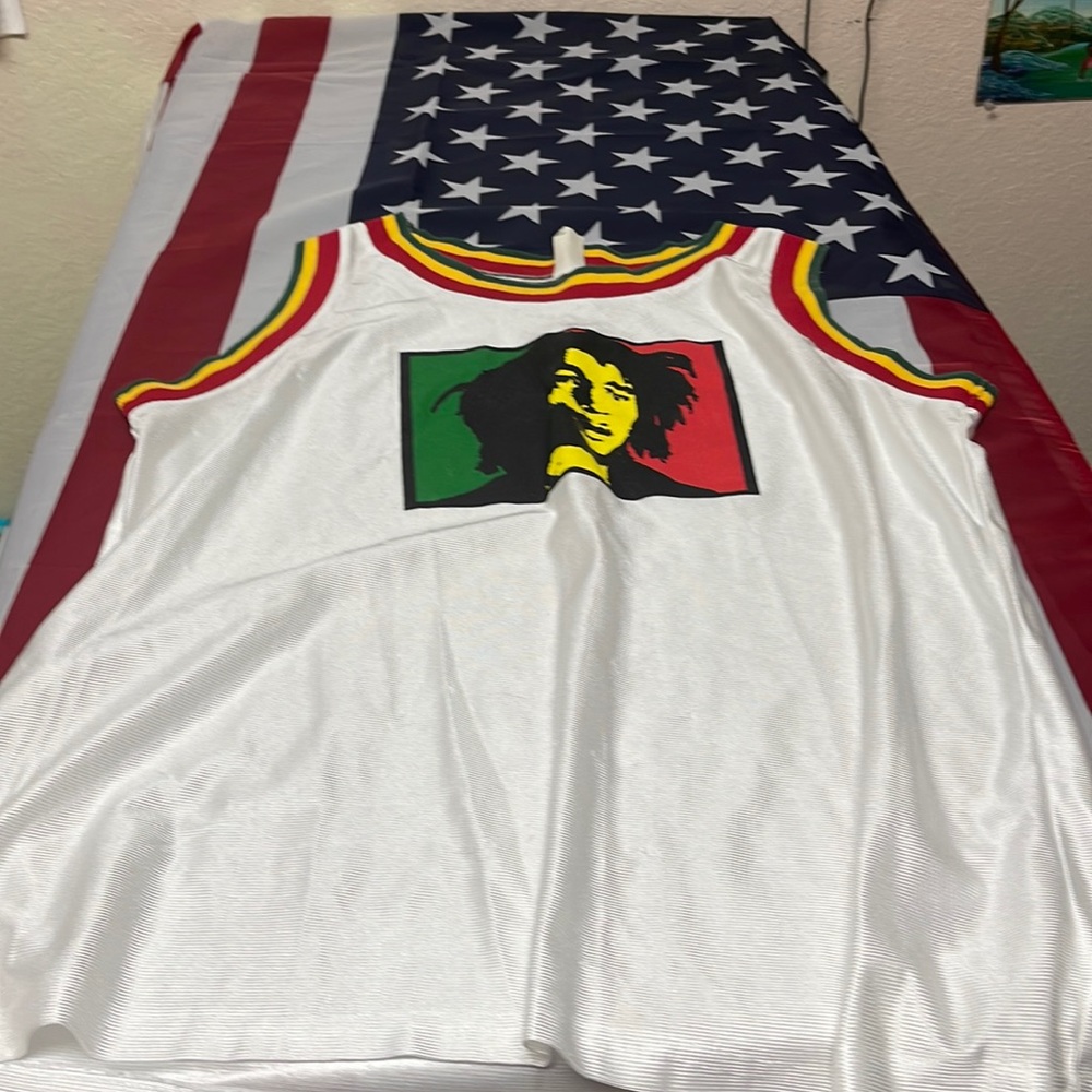Mens Bob Marley tank top basketball jersey style